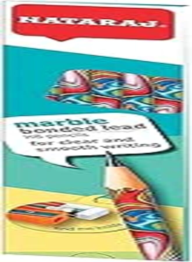 Nataraj marble hb pencils pack of 12 pencils with free sharpener and eraser - marble